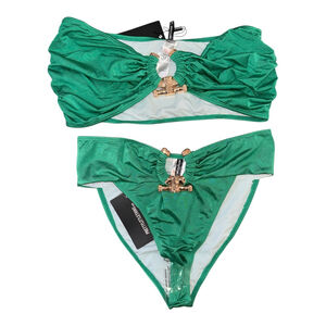 Pretty Little Things Two Piece Swimsuit Hammered Trim Bandeau Size 12